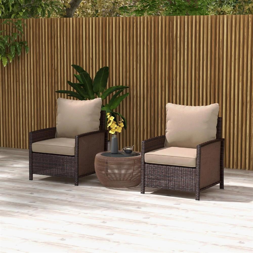 Resenkos Patio Chair Cushions, Outdoor Chair Pads,4 Patio Chair Cushions with Seat & Backrest, Fade Resistant Seat Replacement Cushion Set, Beige