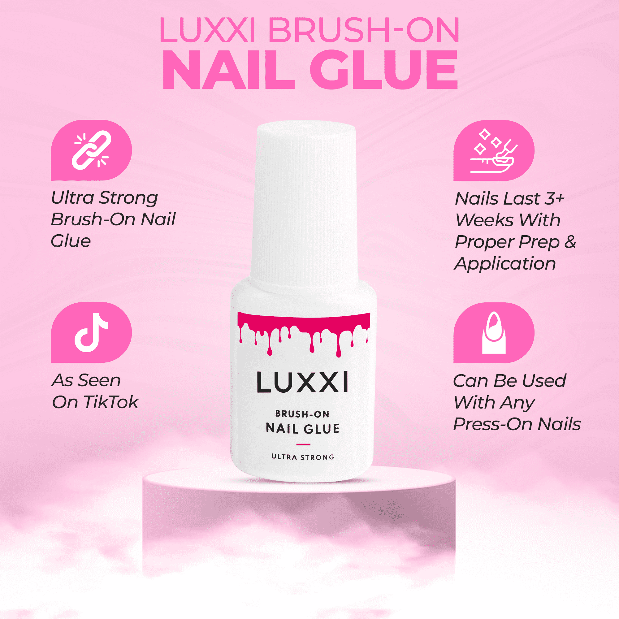 LUXXI Ultra-Strong Brush On Nail Glue for Press On Nails