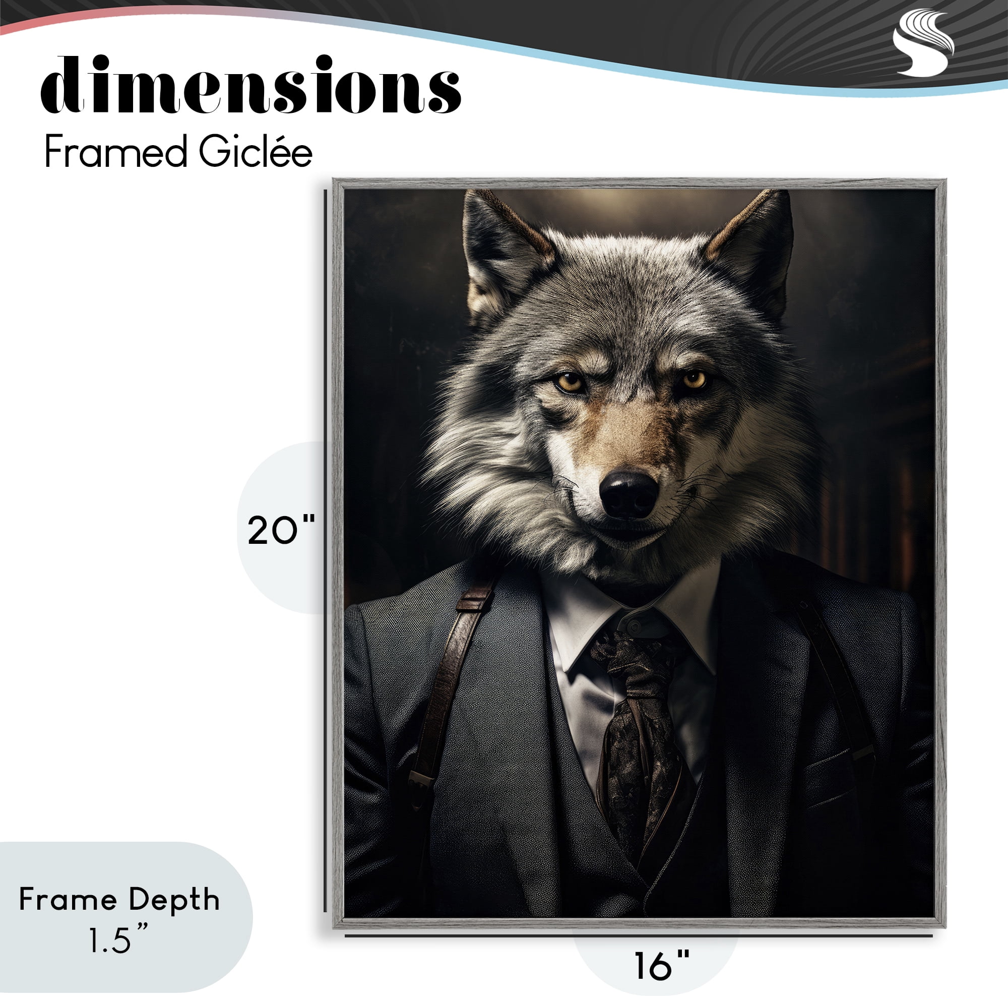 Stupell Industries Trendy Wall Street Wolf Gray Framed Giclee Art, design by Ray Powers