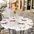thumbnail image 6 of Beige Brown Horses Round Tablecloth for 36-44 Inch Tables,Fitted Table Cover with Elastic Edge,Horseshoes Farmhouse Abstract Art Waterproof Outdoor Table Cloth Protector for Patio Garden Dinner, 6 of 9
