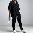 thumbnail image 5 of SELONE Mens Fall Outfits V Neck Long Sleeve Pullover Top Solid Trouser with Pockets 2 Piece Fall Winter Clothes, 5 of 5
