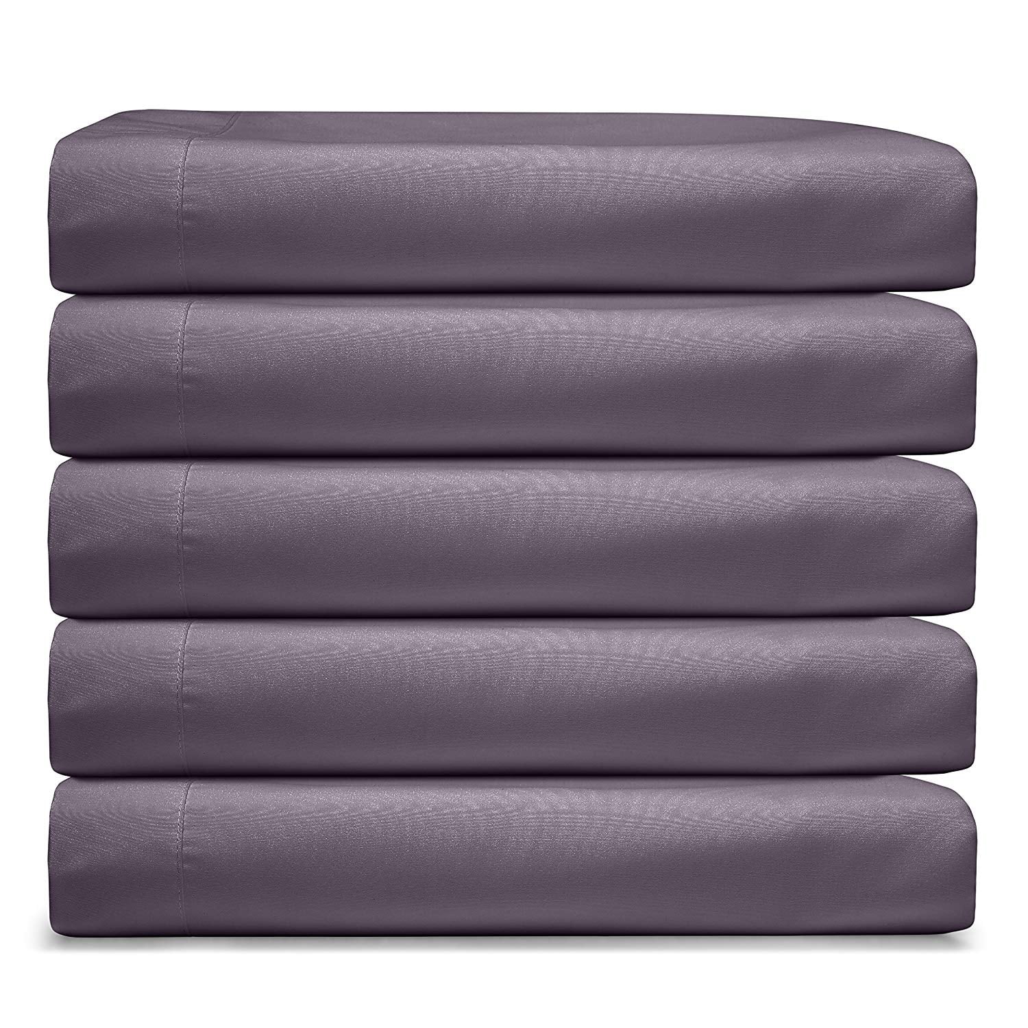 Clara Clark RV/Short Queen 6-Piece Bed Set for Campers - Deep Pocket Fitted Sheet Luxury Soft Microfiber, Eggplant
