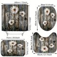 thumbnail image 3 of 1pc/3pcs Non-Slip Grey Floral Shower Curtain with Butterfly Daisy Design and 12 Hooks, Includes Bath Mat and Toilet Lid Cover Pad, 3 of 4
