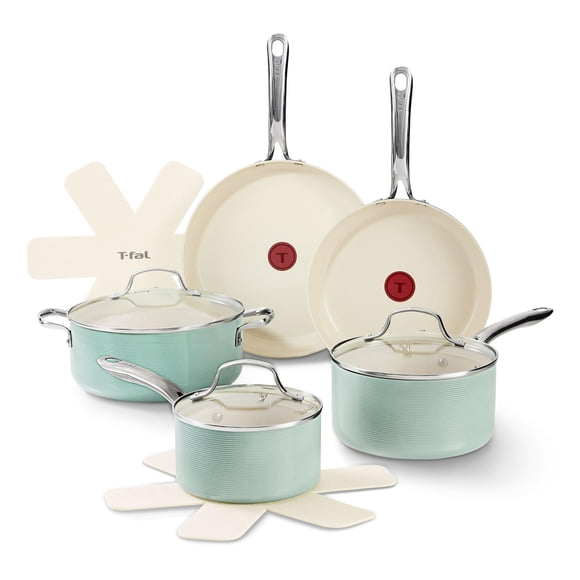 Juego de Ollas y Sartenes T-Fal Inspire G964SA64 Ceramica Antiadherente 10 Piezas