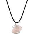 thumbnail image 1 of Collar de piedra de cristal hexagonal para mujer, colgante de chakras de alambre envuelto natural irregular, joyería, cadenas de aleación, regalo de San Valentín., 1 of 3