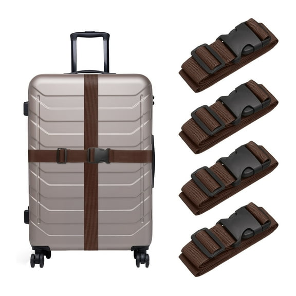 Uxcell 4 Pcs Luggage Straps for Suitcases, Adjustable Luggage Connector Strap Buckle Travel Suitcase Bag Strap Belt Luggage Accessories for Travel Suitcase Bag Connect, Dark Brown
