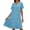 Blue women v neck short sleeve dress a1, variant on Women's V Neck Short Sleeve Zip Flowy Casual Mini Dresses Lightweight Loose Fit Summer Vacation Beach Sundress Travel Outfits, Blue S