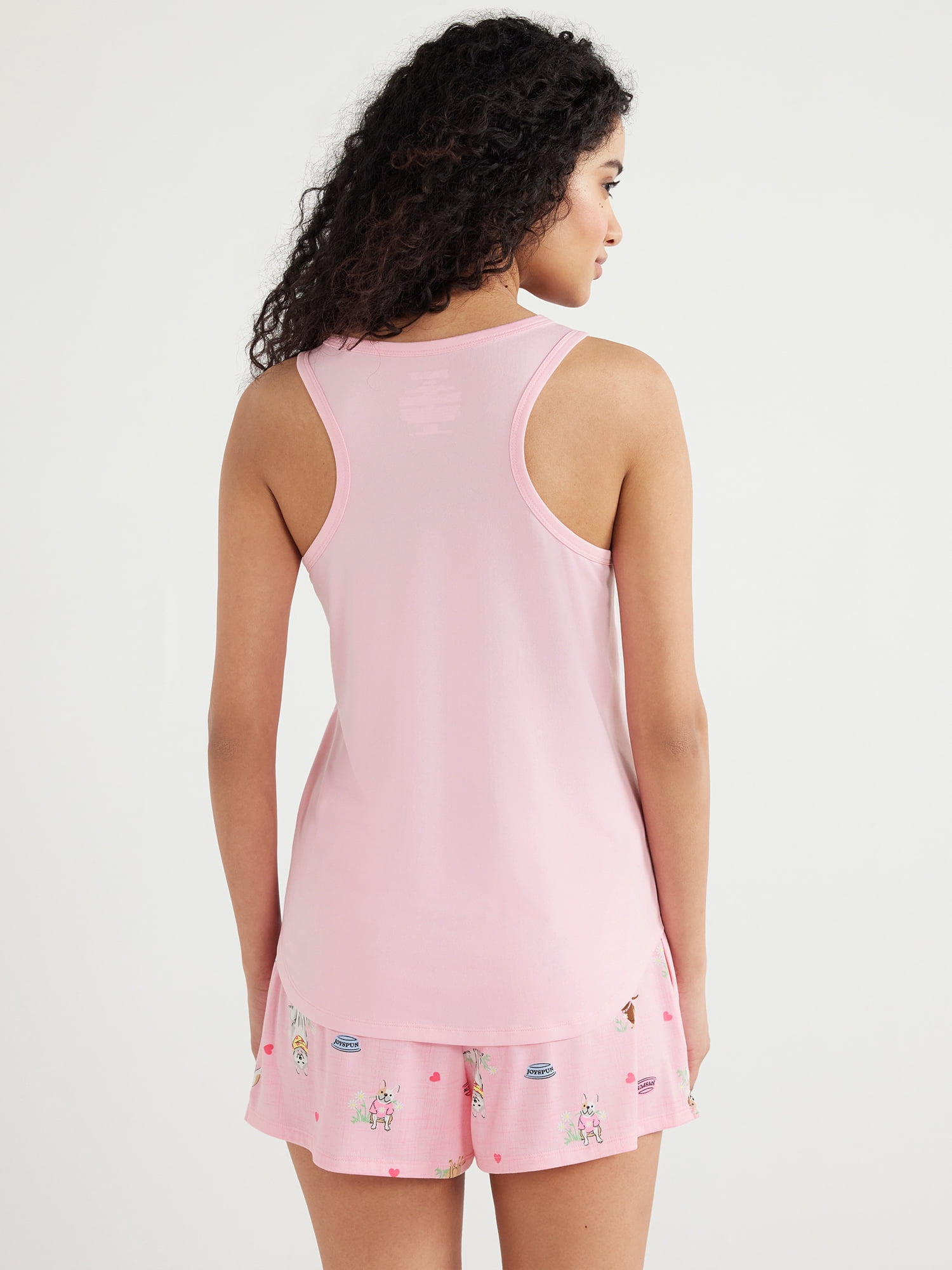 Joyspun Women's Print Tank Top and Shorts Pajama Set, 2-Piece, Sizes S to 3X