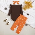 thumbnail image 5 of CAICJ98 Thanksgiving Outfits Baby Girl My First Thanksgiving Long Sleeve Romper+Polka Dot Pant+Headband Baby Girl Thanksgiving Clothes Set, Size 9-12 Months, 5 of 9