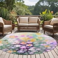 thumbnail image 4 of Round Rugs 6Ft, Teal Spring Floral Round Area Rug Washable Indoor Throw Carpet, Modern Oil Painted Daisy Botanical Soft Non Slip Circle Rug for Office Cabinet Home Decor Aesthetic, 4 of 8