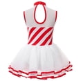thumbnail image 2 of YONGHS Kids Girls Christmas Costumes Candy Cane Striped Dance Cheer Performance Leotard Dress Red 8, 2 of 7