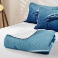 thumbnail image 4 of Manfei SeaShark Bed Spread Queen, Underwater Animal Lover Queen Coverlet Set, Deep Blue, 3 Pieces, 1 Quilt and 2 Pillowcases, 4 of 7