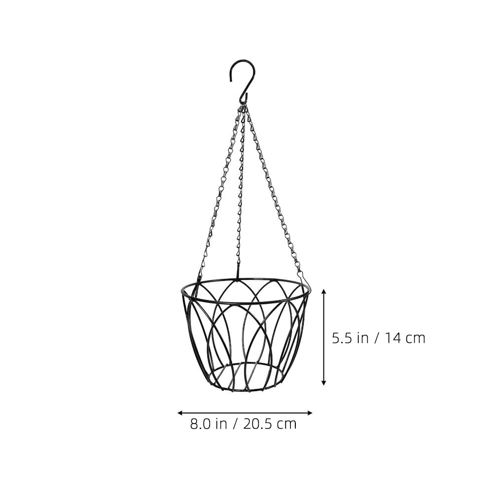 SOPOTUTU High Deep Petal Shape Iron Hanging Railing Planter Black 1Pcs
