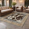 thumbnail image 7 of DEORAB Outdoor Rug 2.5'X8' Chenille Patio Carpet Washable Non Slip Three-Layer Material Animal Print Rug Camping Outside RV Mat,Cow Yellow Grey, 7 of 7
