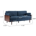 thumbnail image 3 of GDF Studio Mid-Century Modern 71.75" Sofa with Slim Track Arms, Wood Sides, Rounded Legs, and Extra Plush Cushioning, Navy, 3 of 9