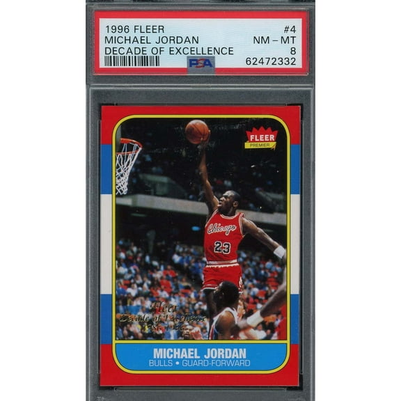 Michael Jordan 1996 Fleer Decade of Excellence Basketball Card #4 Graded PSA 8