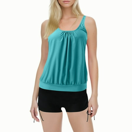 YFELWZ Tankini Swimsuits for Women 2 Piece Tops with Boyshorts Loose Fit