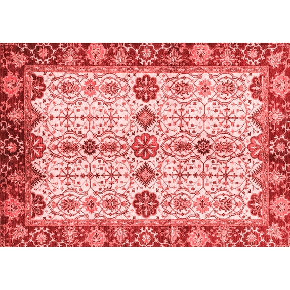 Ahgly Company Machine Washable Indoor Rectangle Oriental Red Traditional Area Rugs, 7' x 10'