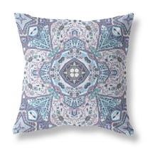 Buddha Flower Ceremony Indoor/Outdoor Fabric Pillow with Zip -Gray Blue 16x16
