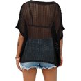 thumbnail image 5 of Womens Crochet Sweater Tops Batwing Short Sleeve Oversized Boat Neck Boho Knit Summer Beach Cover Ups, 5 of 6