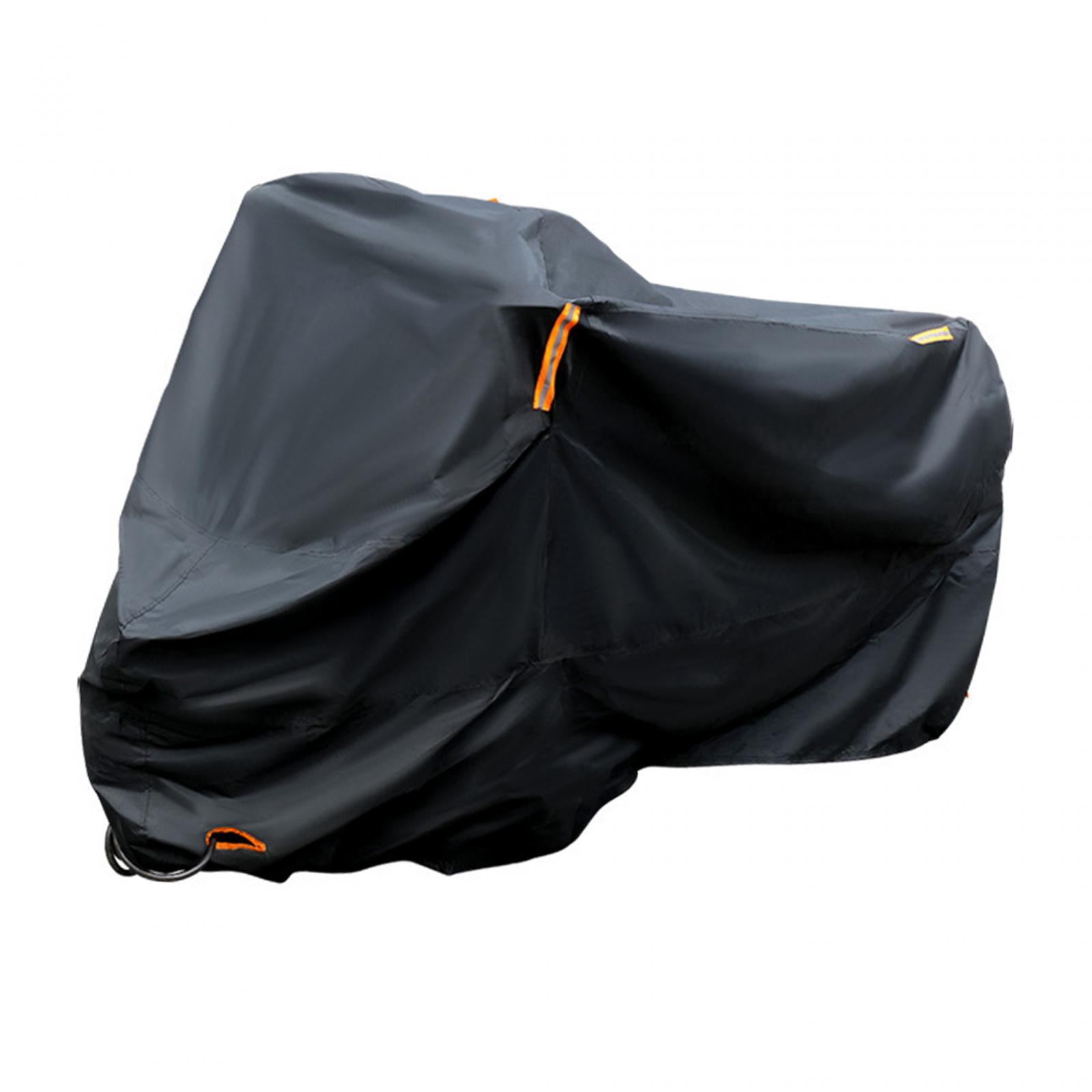 funtasica Motorcycle Cover, Motorcycle Cover, Outdoor Sun Protection, with Lock Holes, with Reflective Stripes, Wear-resistant, Windproof, Rain Protection Black XXL