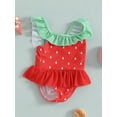 thumbnail image 4 of Toddler Baby Girl Swimsuit 3 6 12 18 24 Months 2T 3T Cute Watermelon Print Sleeveless Square Neck Ruffle Bathing Suit Summer Baby Swimwear, 4 of 9