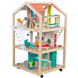 KidKraft So Chic Wooden Dollhouse with Wheels and 46 Accessories Walmart
