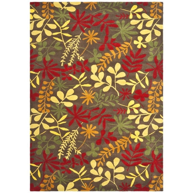 Safavieh Soho Collection SOH834A Handmade Brown and Multi Wool Square Area Rug, 8 feet Square (8' Square)