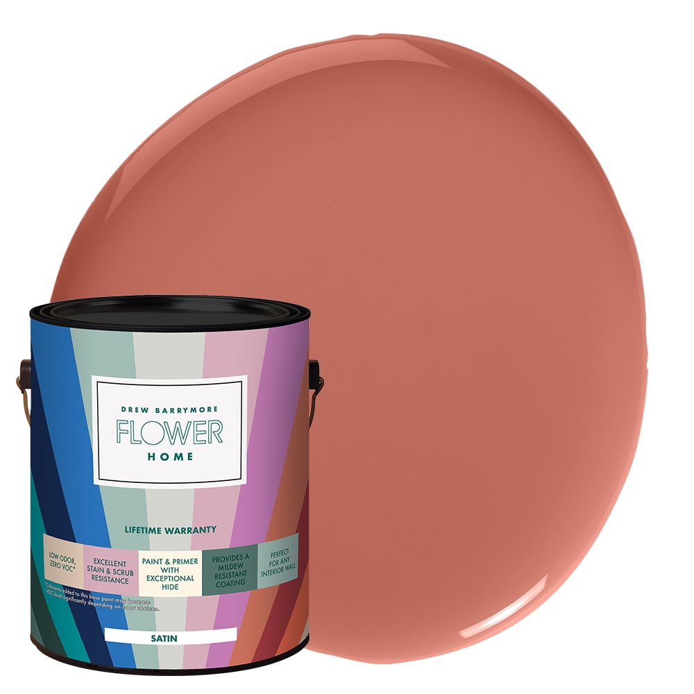 Drew Barrymore Flower Home Terracotta Coral / Red Interior Paint, 1 Gallon, Satin