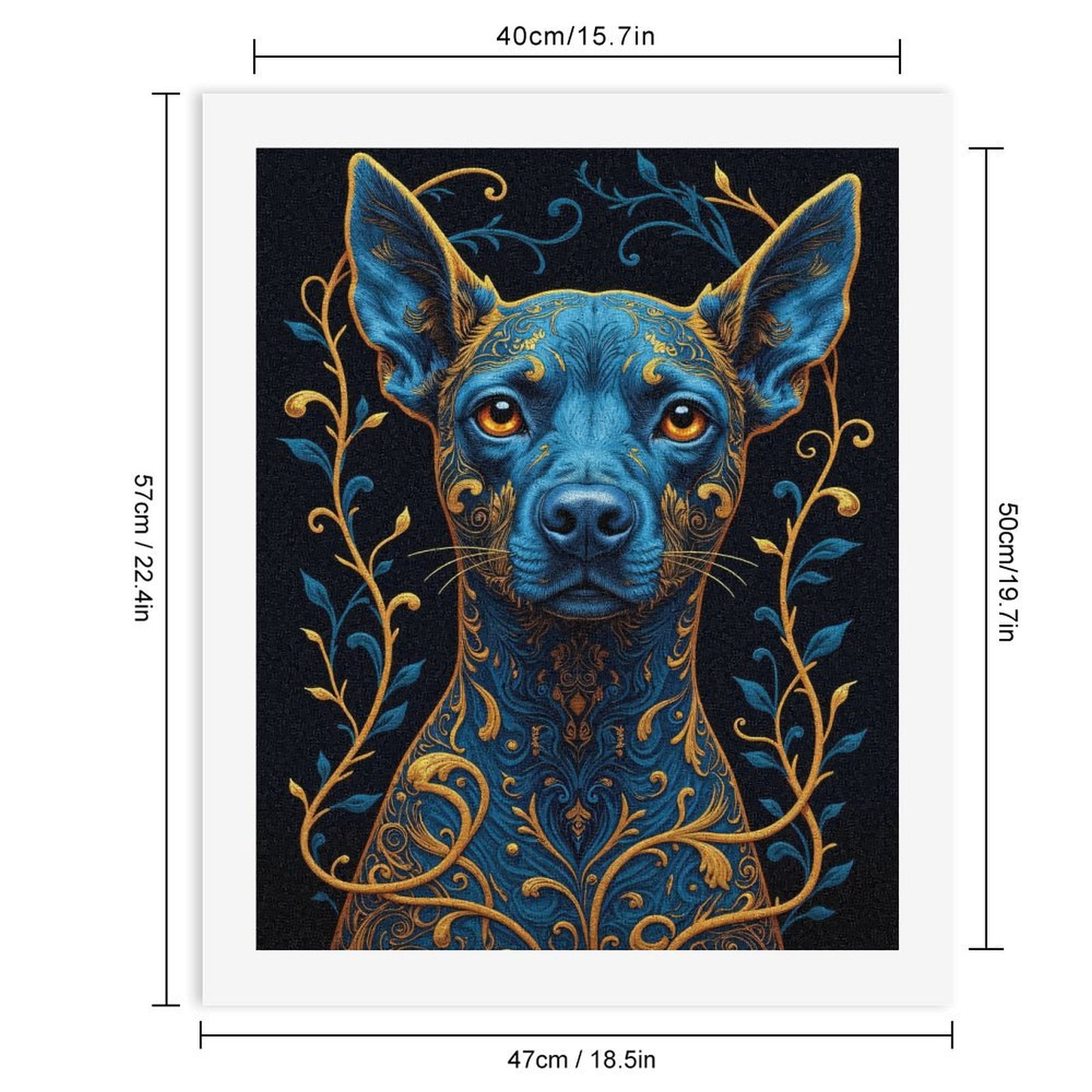 Paint By Numbers Kit for Adults Beginner - DIY Ornate Blue Canine Art Deco Canvas Painting Kits for Adults, Frameless Paint By Number for Adults for Home Wall Decor 16x20 Inch