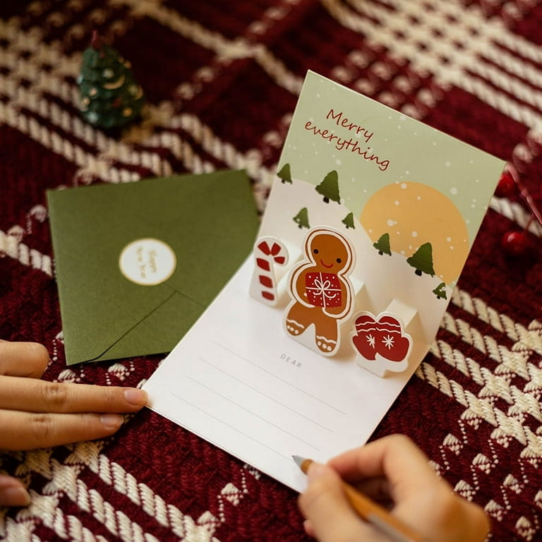 HCXIN Christmas greeting cards handmade DIY stereo cartoon