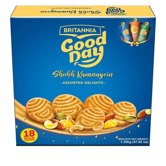 Britannia Good Day Shubh Kamnayein Assorted Delights Biscuits Gift Pack, 1.35kg (47.62 oz) – Assorted Nut Cookies