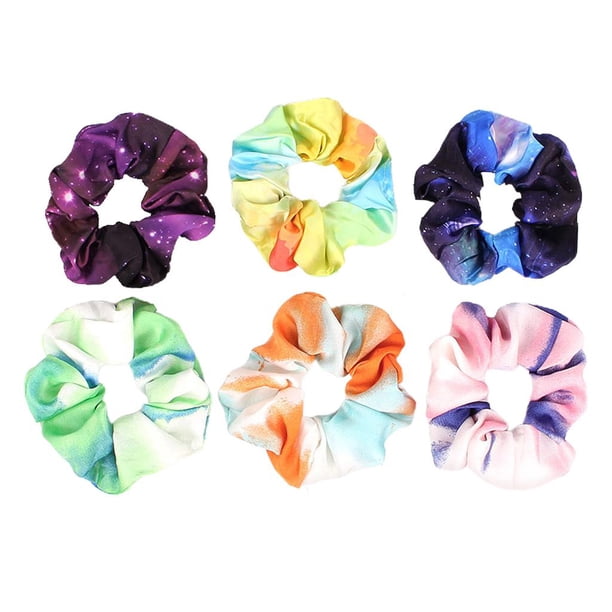 3/6 Flower Velvet Bun Hair Scrunchie Band Elástico para Sports Dance Hair Bow Gasa Star Sky jinwen Hair Scrunchies Hairband Mujeres
