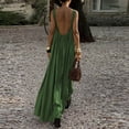 thumbnail image 6 of THDHVS Maxi Dress,Solid Color V Neck Spaghetti Strap Ruched Ankle Length Dress Loose Casual Style,Summer Dresses for Women Green S, 6 of 6