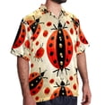 thumbnail image 2 of Seven Starred Ladybird Men's Short Sleeve Shirts, Casual, Printed, Button Down Short, Summer Beach Shirts, Unisex, 2 of 6