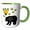 Green/White, variant on 3drose, Funny Cute Black Bear and Honey Bee Hive Cartoon, 15oz Mug