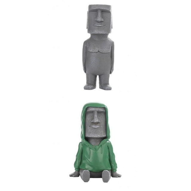 Monolito de decoración con de estatua de de Pascua antigua de 2 piezas para adornos de Gloria Estatua de la cabeza