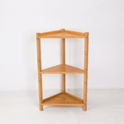 NewRidge Home Natural Bamboo 3 Tier Corner Shelf