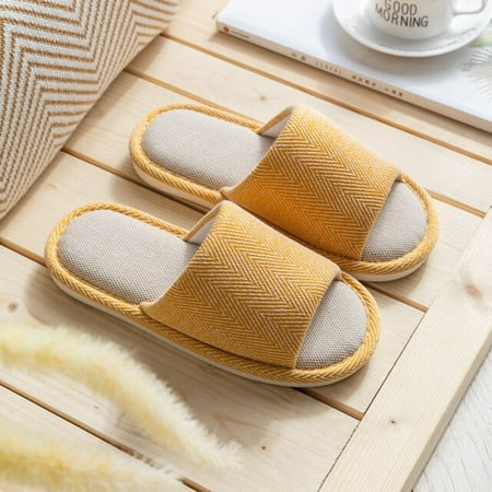 

CoCopeaunt Simple House Bedroom Women Hemp Slippers Breathable Comfortable Cotton Flax Ladies Floor Shoes Non-slip Lovers Men Slippers
