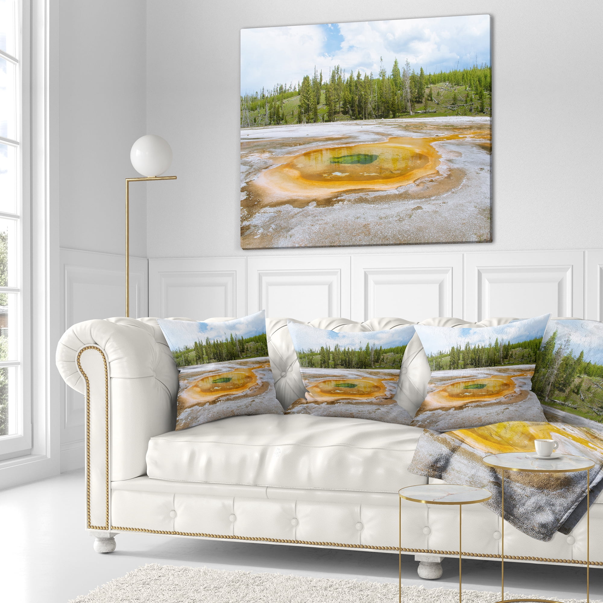 Designart Chromatic Morning Glory Pool - Landscape Photography Throw Pillow - 18x18