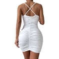 thumbnail image 4 of Vestido Corto Ajustado Con Tirantes Para Mujer Vestidos Blancos Sin Mangas Sin Espalda Con Pliegues, 4 of 4