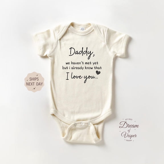 Baby Bodysuit BELLA CANVAS Pregnancy Announcement Baby Onesie, Baby Reveal Baby Onesie, Simple Modern Daddy I Love You Onesie, Natural Baby Gift Bodysuit