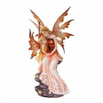 PTC 8.75 Inch Mother and Baby Orange Winged Fairy Statue Figurine
