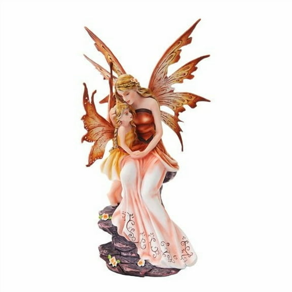 PTC 8.75 Inch Mother and Baby Orange Winged Fairy Statue Figurine