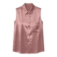 thumbnail image 4 of Bovxnpu Satin Blouses Button Down Shirts Sleeveless Business Casual Tops Crew Neck Satin Plus Size Summer Tops (Women's or Women's Plus), 4 of 7