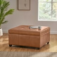 thumbnail image 2 of GDF Studio Tan PU Storage Ottoman Bench with Dark Birch Legs, 2 of 6