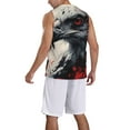 thumbnail image 2 of Xecao Red Black Ink Style Bald Eagle print basketball shirt for both men and women, a unisex basketball jersey perfect for theme parties-Large, 2 of 6