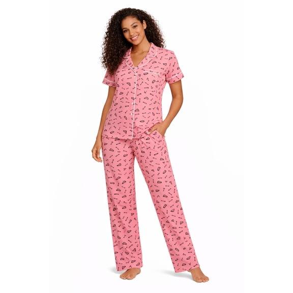 Andree Joan Womens Pajama Sets - 2 Piece Collared Sleep Shirt & Pajamas for Women Sleepwear Set