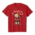 thumbnail image 5 of felwors Teddy Bear Graphic Tee | Valentine's Day Heart Balloons & Flower Casual Crew Neck Short Sleeve Shirt”(Red, M), 5 of 8