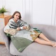 thumbnail image 5 of Oversized Wearable Blanket Hoodie,Green Boho Plant Pattern Sherpa Blanket Hoodie with Super Pockets,Super Warm Fuzzy Pullover for Women & Men, 5 of 6